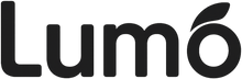 Lumo wordmark logo – modern black text with a leaf accent above the letter "o", symbolizing natural and plant-based identity